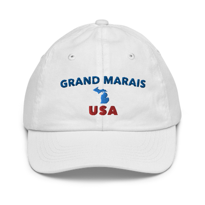 'Grand Marais USA' Youth Baseball Cap (w/ Michigan Outline)