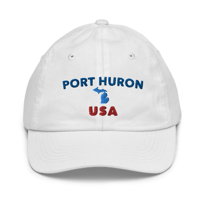 'Port Huron USA' Youth Baseball Cap (w/ Michigan Outline)