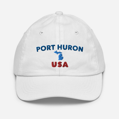 'Port Huron USA' Youth Baseball Cap (w/ Michigan Outline)