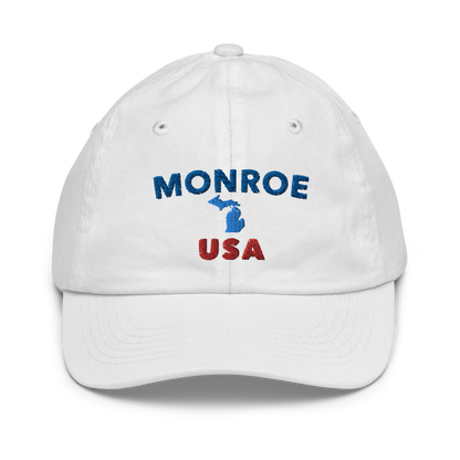 'Monroe USA' Youth Baseball Cap (w/ Michigan Outline)