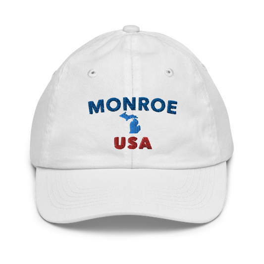 'Monroe USA' Youth Baseball Cap (w/ Michigan Outline)