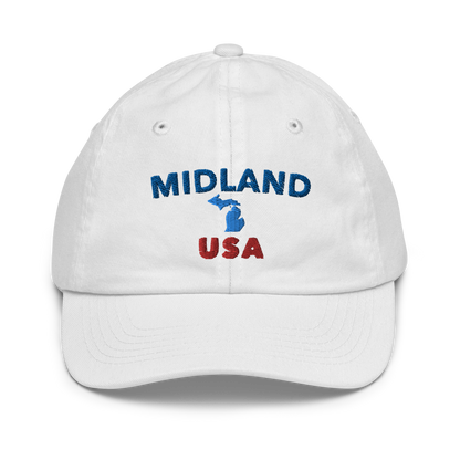 'Midland USA' Youth Baseball Cap (w/ Michigan Outline)