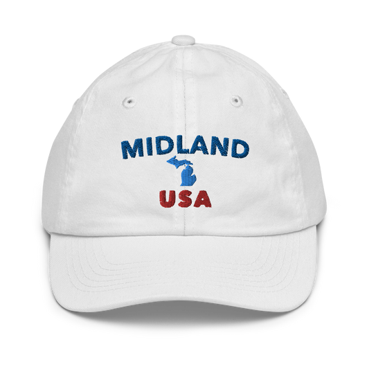 'Midland USA' Youth Baseball Cap (w/ Michigan Outline)