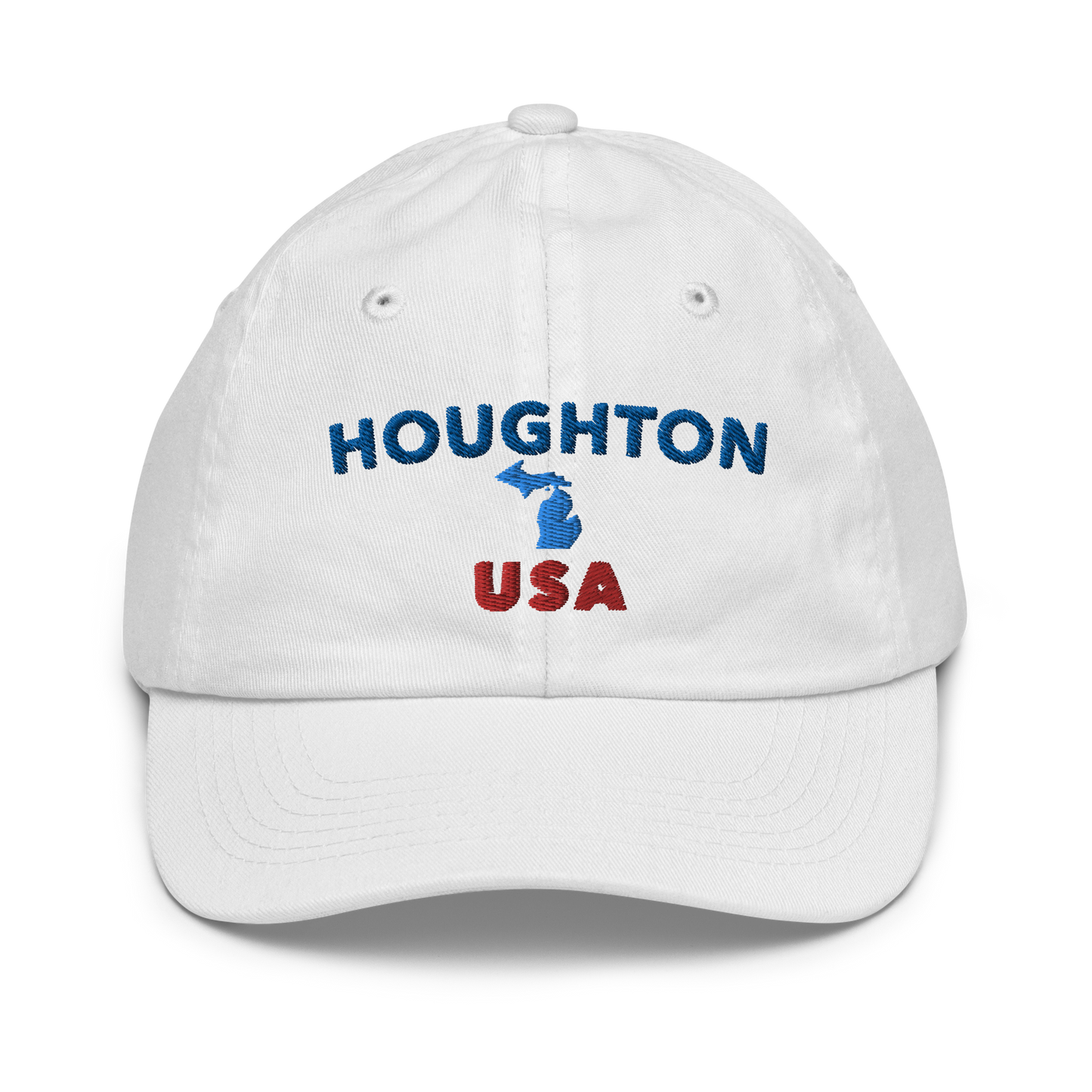 'Houghton USA' Youth Baseball Cap (w/ Michigan Outline)