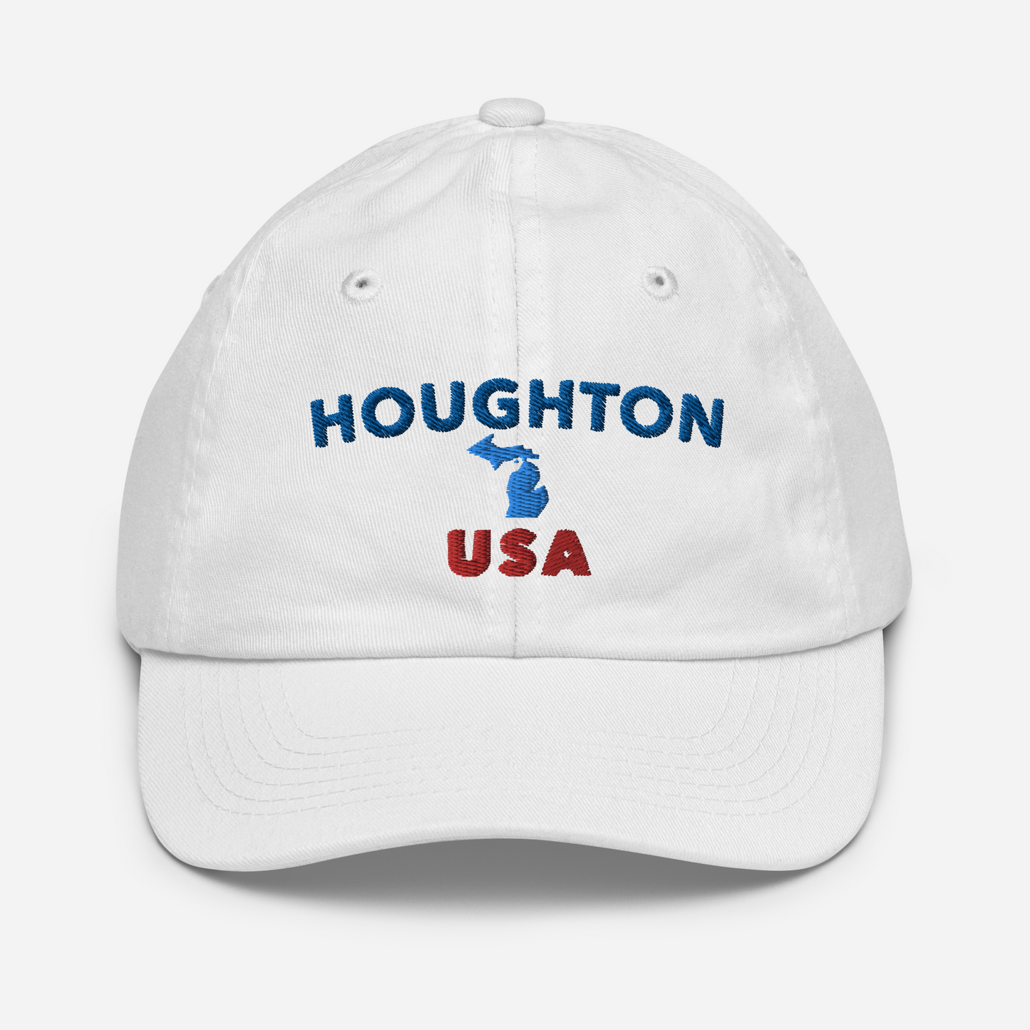 'Houghton USA' Youth Baseball Cap (w/ Michigan Outline)