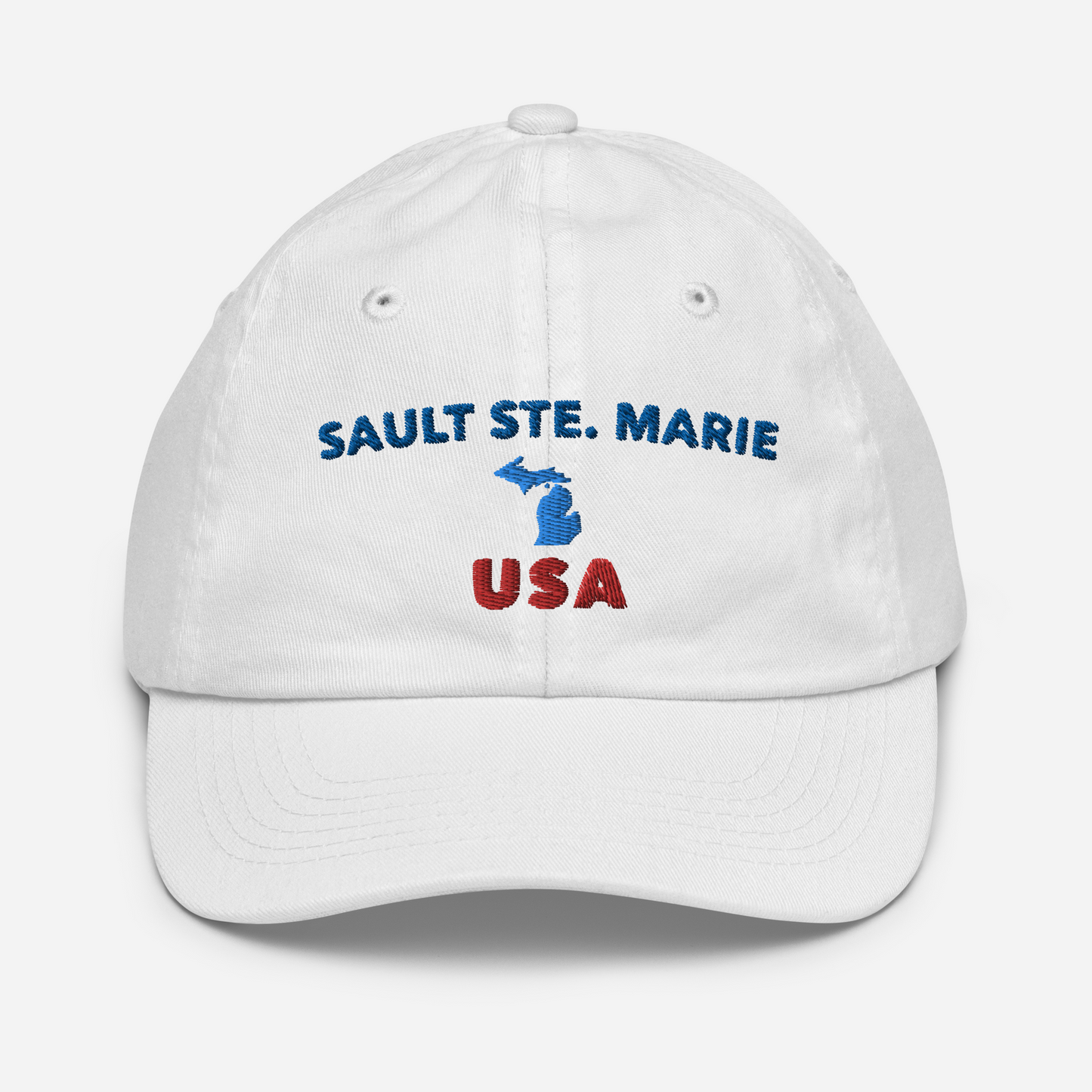 'Sault Ste. Marie USA' Youth Baseball Cap (w/ Michigan Outline)