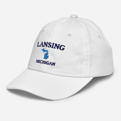 'Lansing Michigan' Youth Baseball Cap (w/ Michigan Outline)