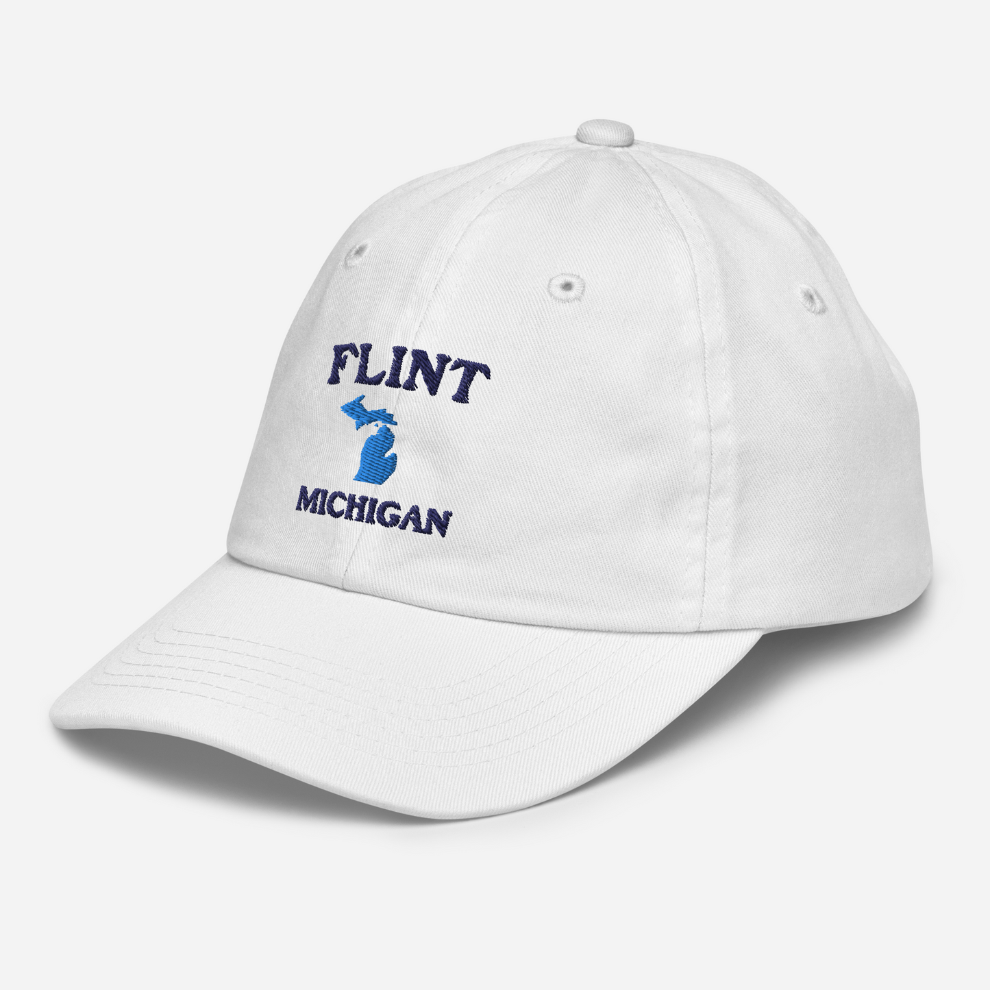 'Flint Michigan' Youth Baseball Cap (w/ Michigan Outline)