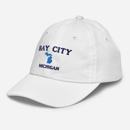 'Bay City Michigan' Youth Baseball Cap (w/ Michigan Outline)