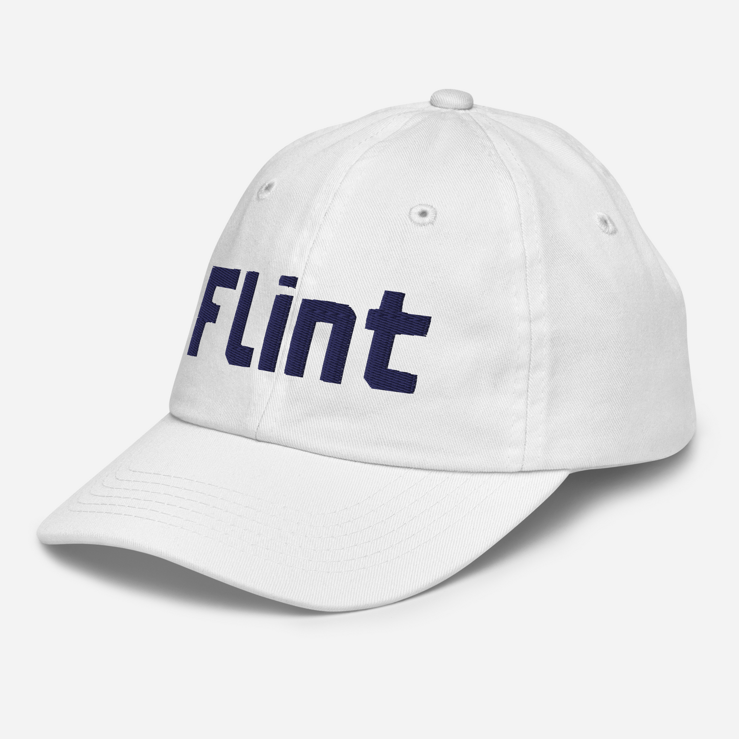 'Flint' Youth Baseball Cap | White/Black Embroidery