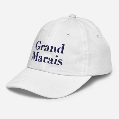 'Grand Marais' Youth Baseball Cap | White/Black Embroidery