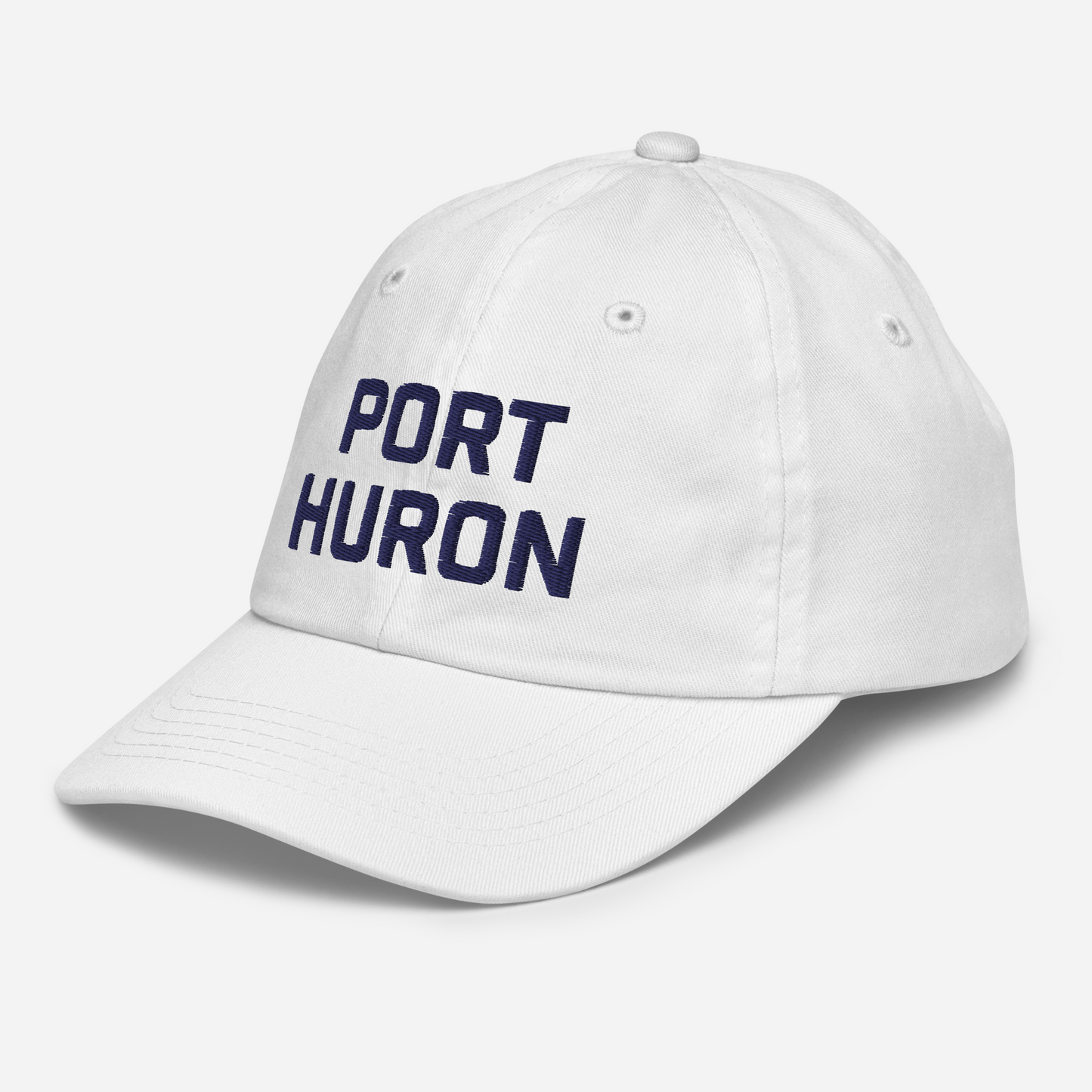 'Port Huron' Youth Baseball Cap | White/Navy Embrodiery