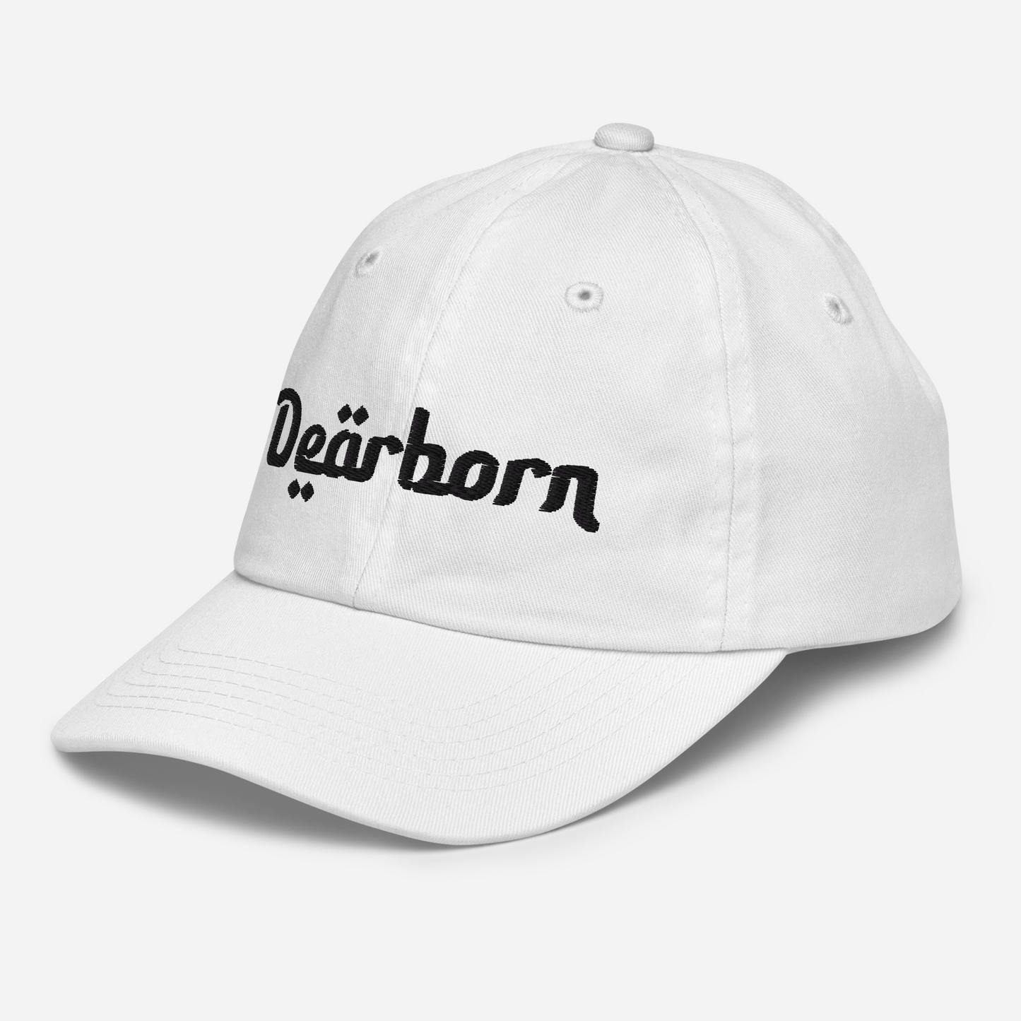 'Dearborn' Youth Baseball Cap | White/Black Embroidery