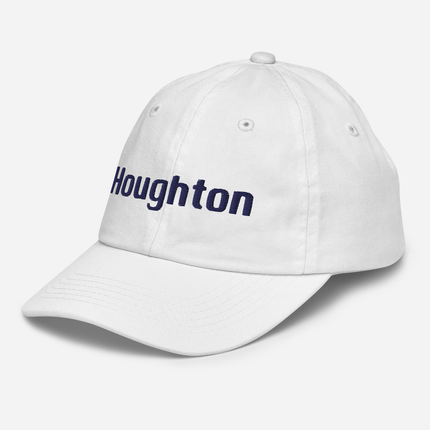 'Houghton' Youth Baseball Cap | White/Navy Embroidery