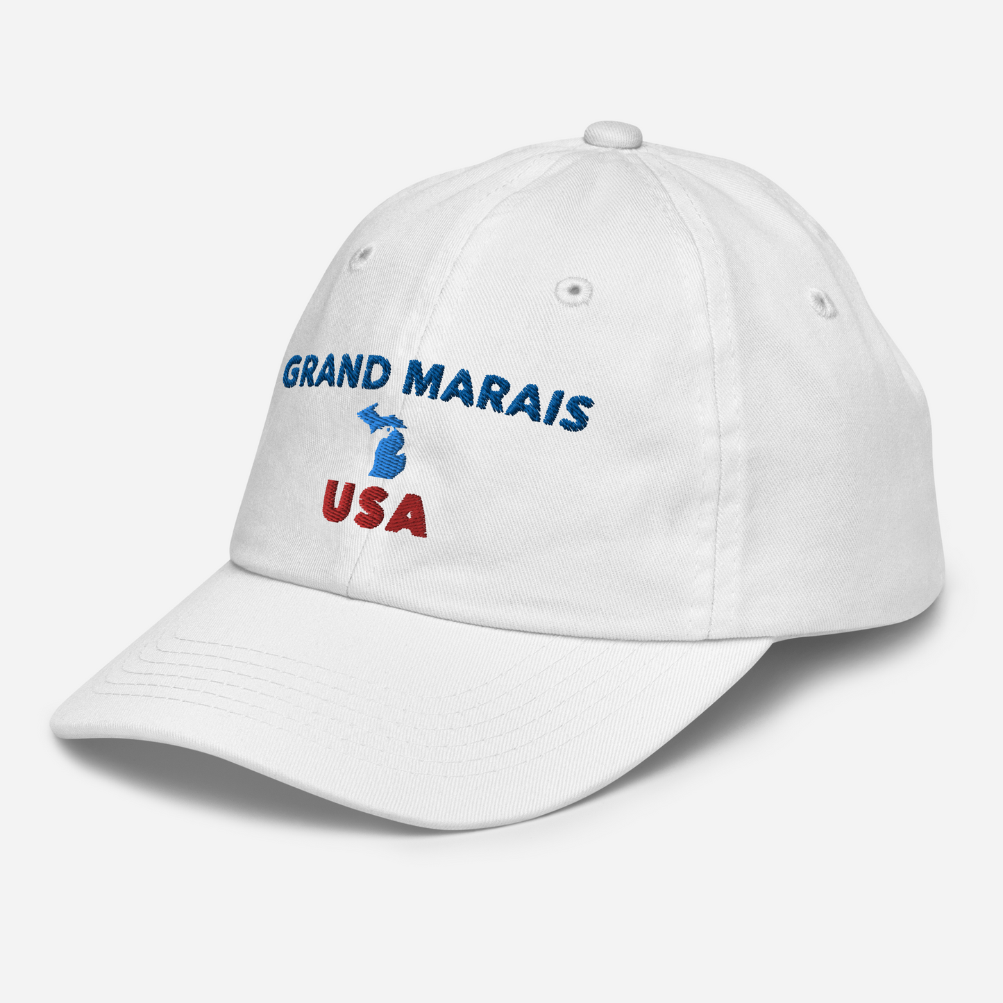 'Grand Marais USA' Youth Baseball Cap (w/ Michigan Outline)