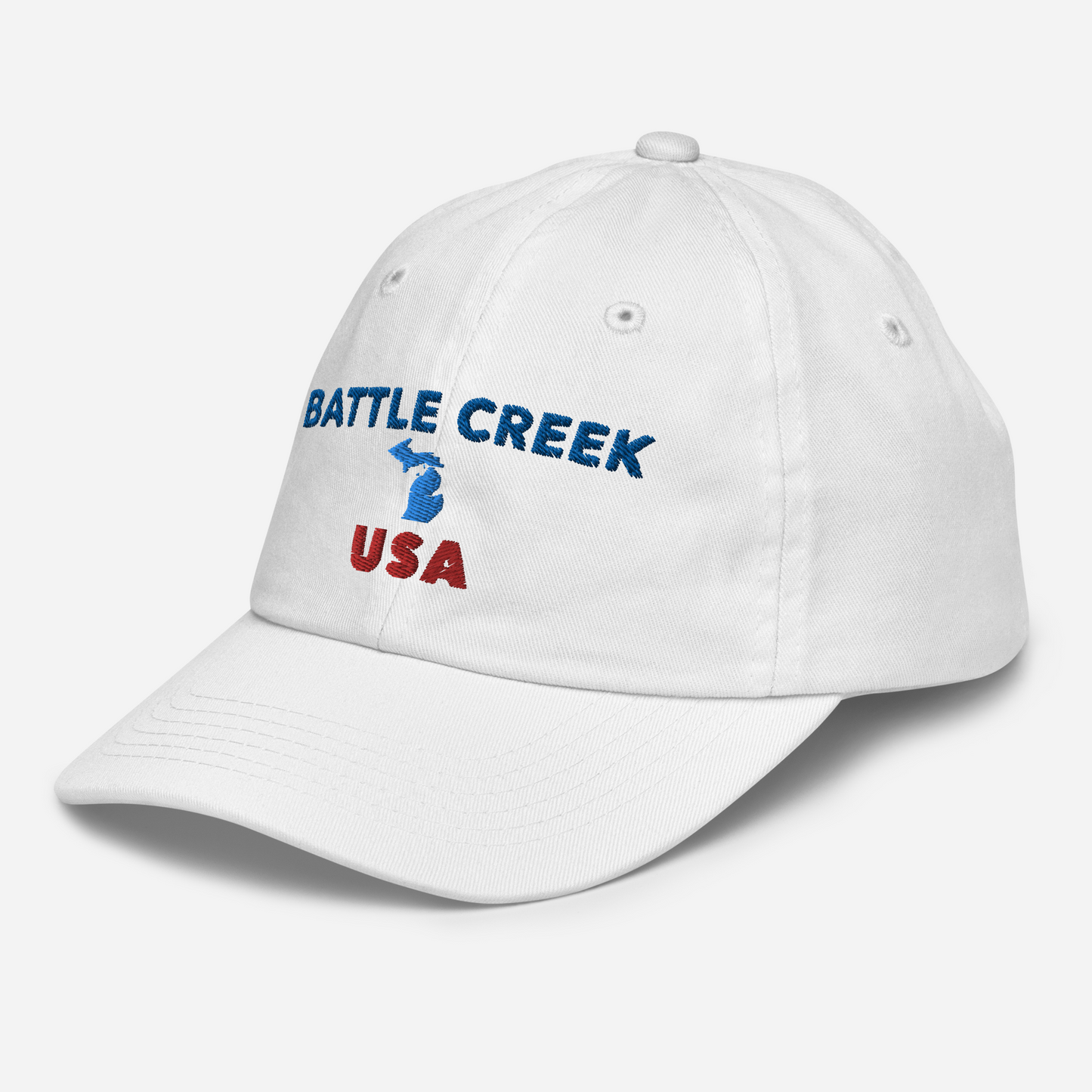 'Battle Creek' Youth Baseball Cap (w/ Michigan Outline)