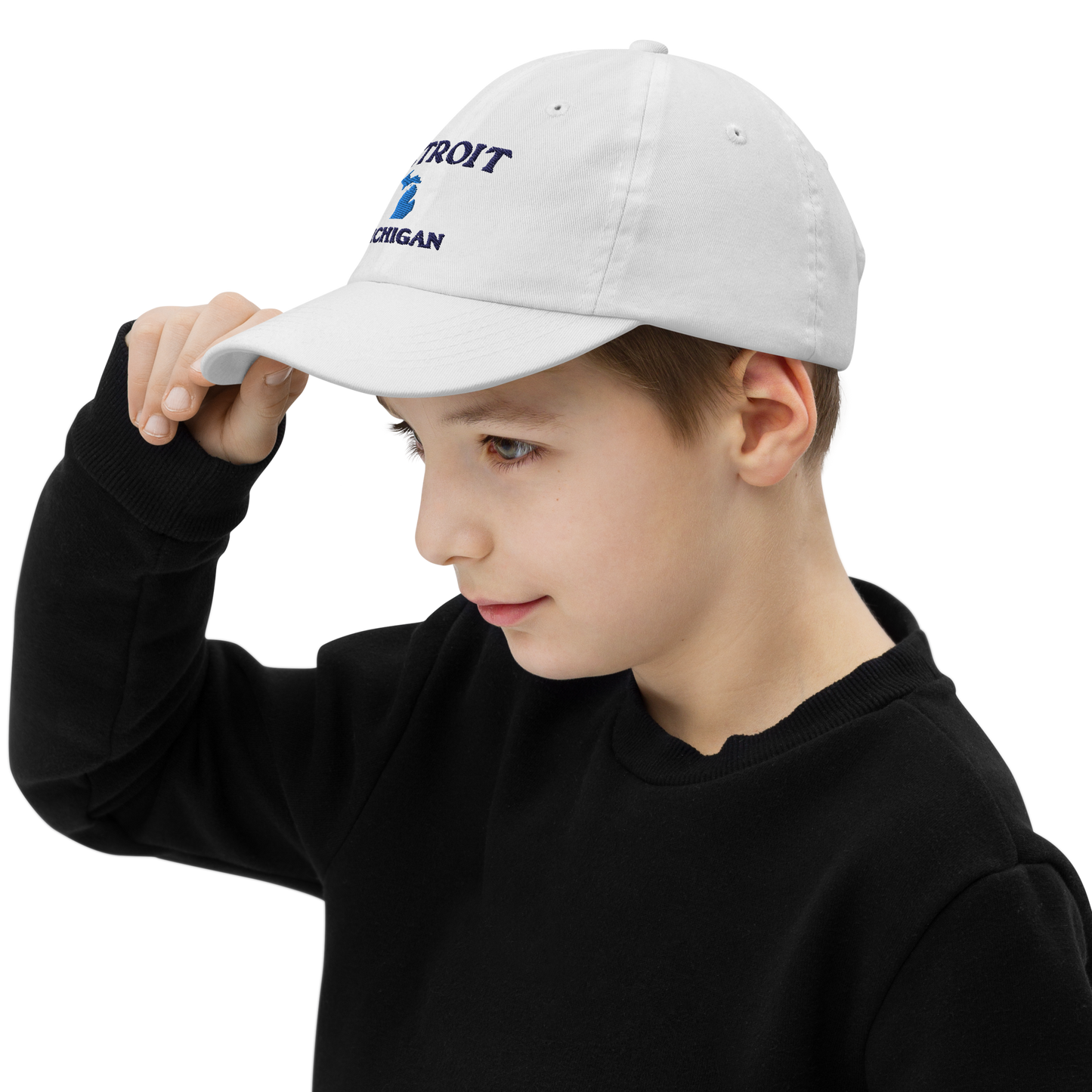 'Detroit Michigan' Youth Baseball Cap (w/ Michigan Outline)