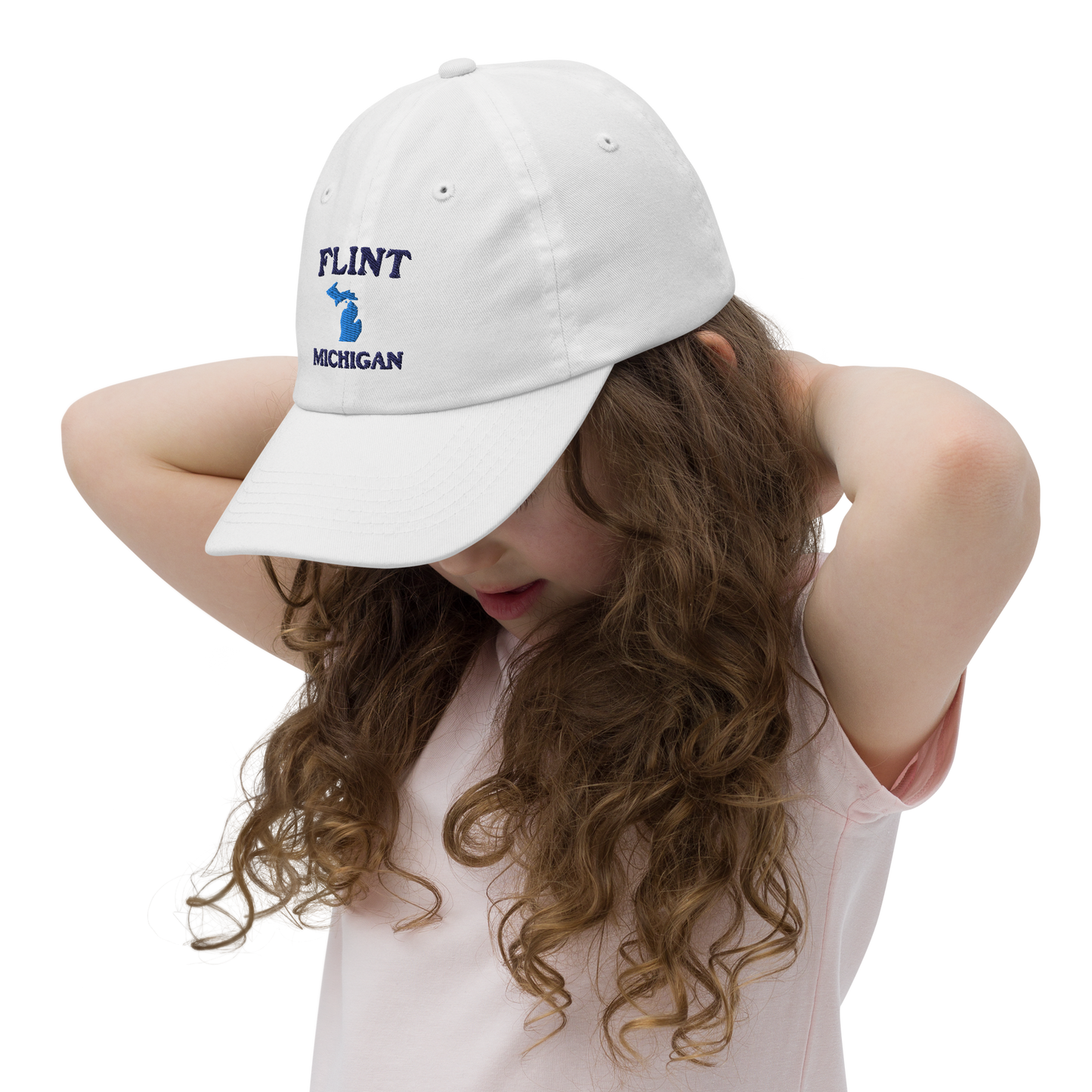 'Flint Michigan' Youth Baseball Cap (w/ Michigan Outline)