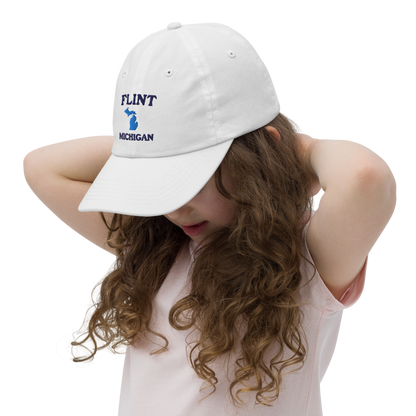 'Flint Michigan' Youth Baseball Cap (w/ Michigan Outline)