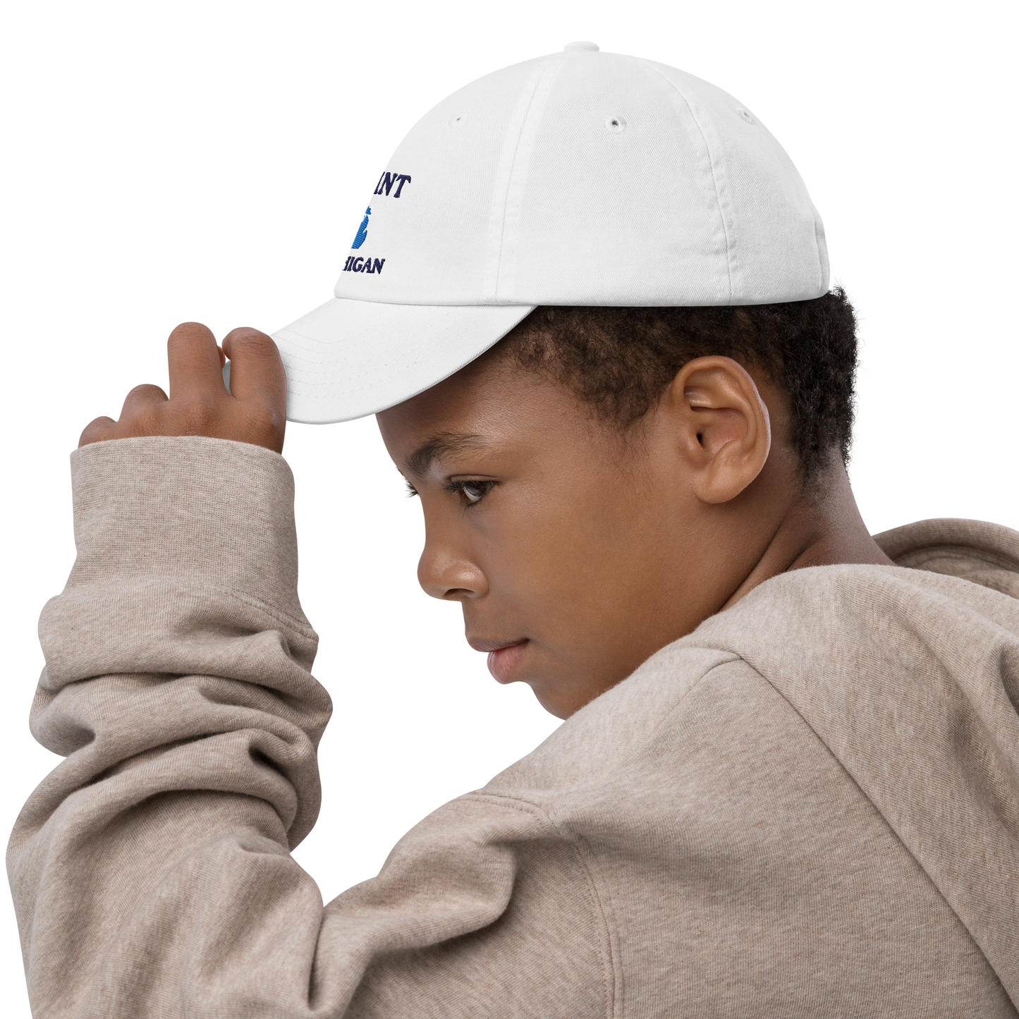 'Flint Michigan' Youth Baseball Cap (w/ Michigan Outline)