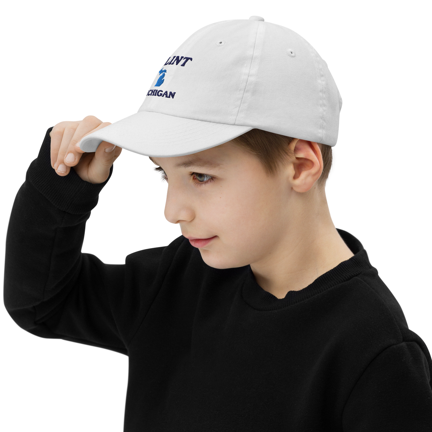 'Flint Michigan' Youth Baseball Cap (w/ Michigan Outline)