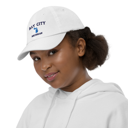 'Bay City Michigan' Youth Baseball Cap (w/ Michigan Outline)