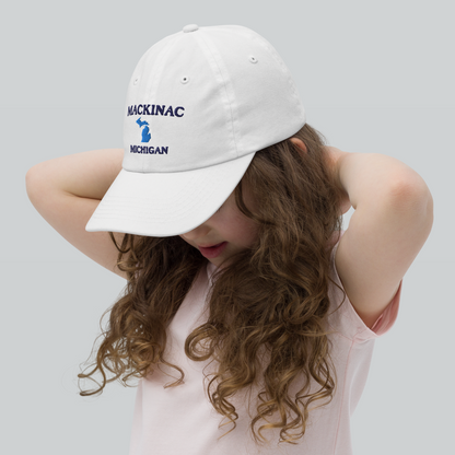 'Mackinac Michigan' Youth Baseball Cap (w/ Michigan Outline)