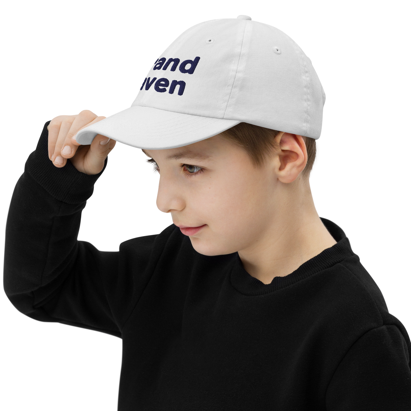 'Grand Haven' Youth Baseball Cap | White/Navy Embroidery