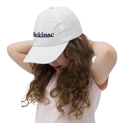 'Mackinac' Youth Baseball Cap | White/Navy Embroidery