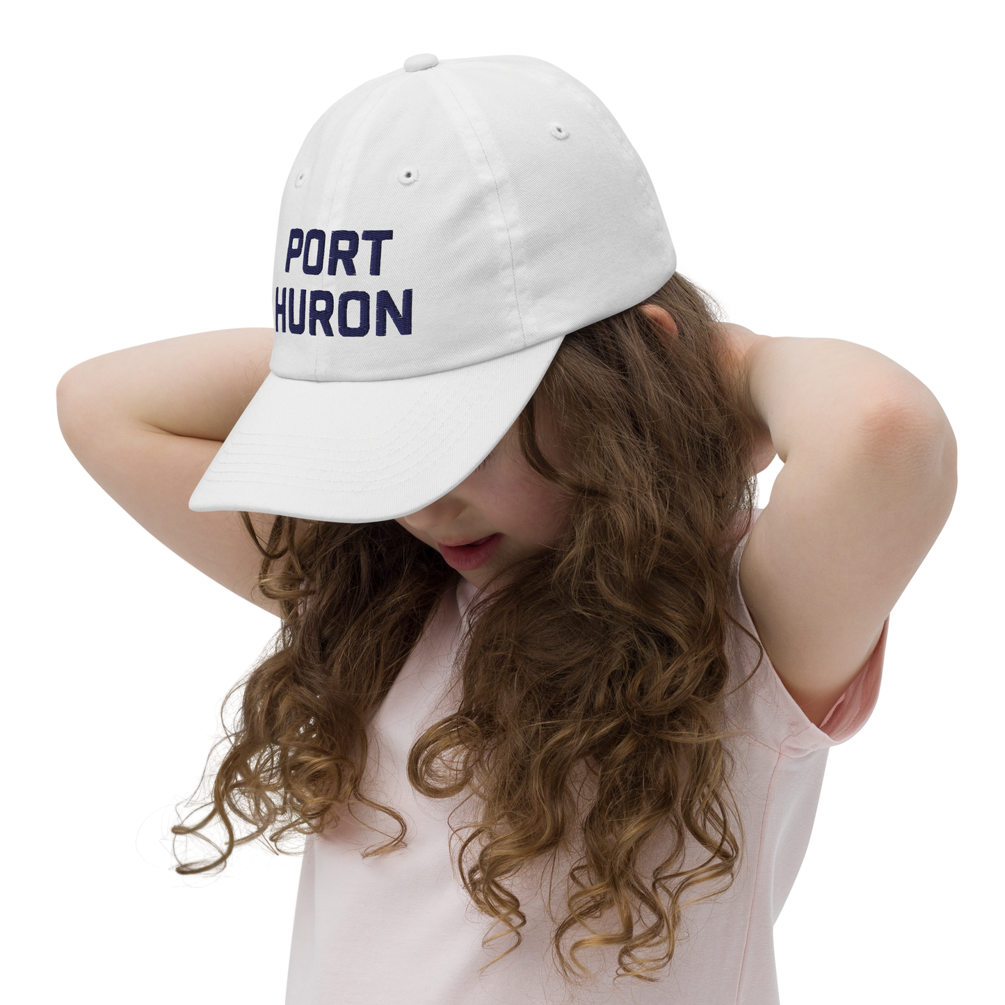 'Port Huron' Youth Baseball Cap | White/Navy Embrodiery