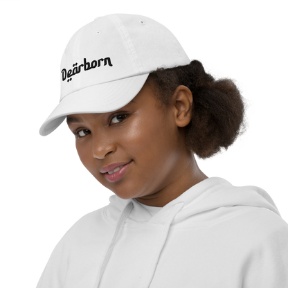 'Dearborn' Youth Baseball Cap | White/Black Embroidery