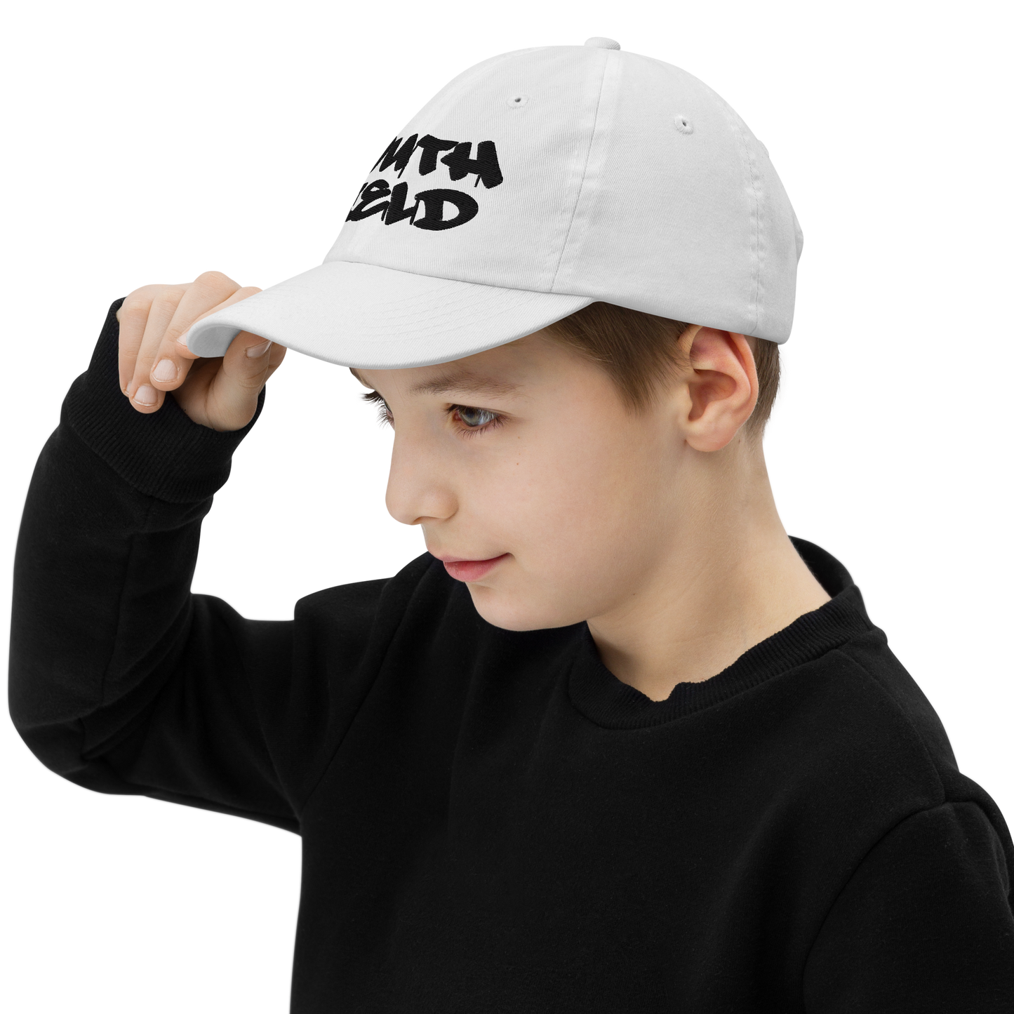 'Southfield' Youth Baseball Cap | White/Black Embroidery