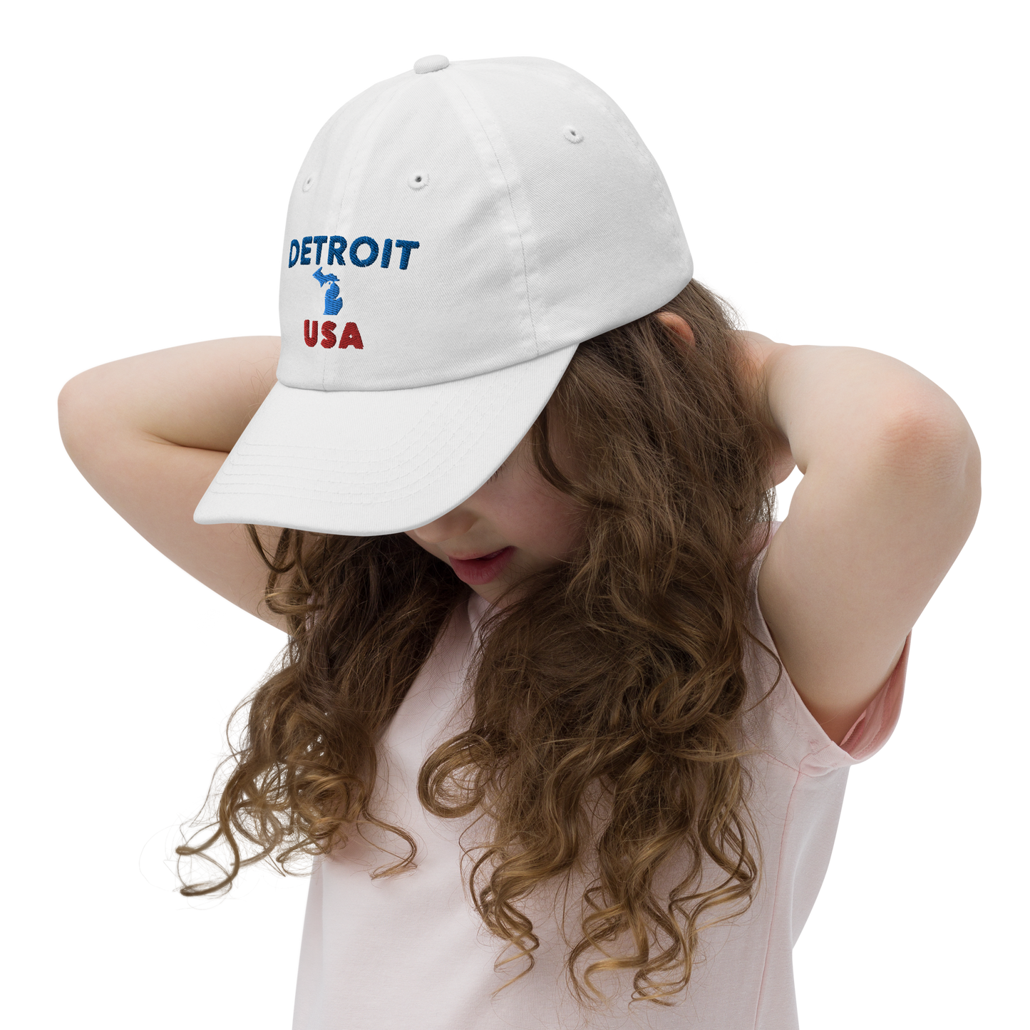 'Detroit USA' Youth Baseball Cap (w/ Michigan Outline)