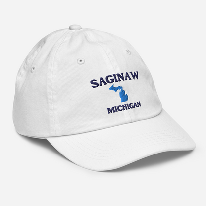 'Saginaw Michigan' Youth Baseball Cap (w/ Michigan Outline)