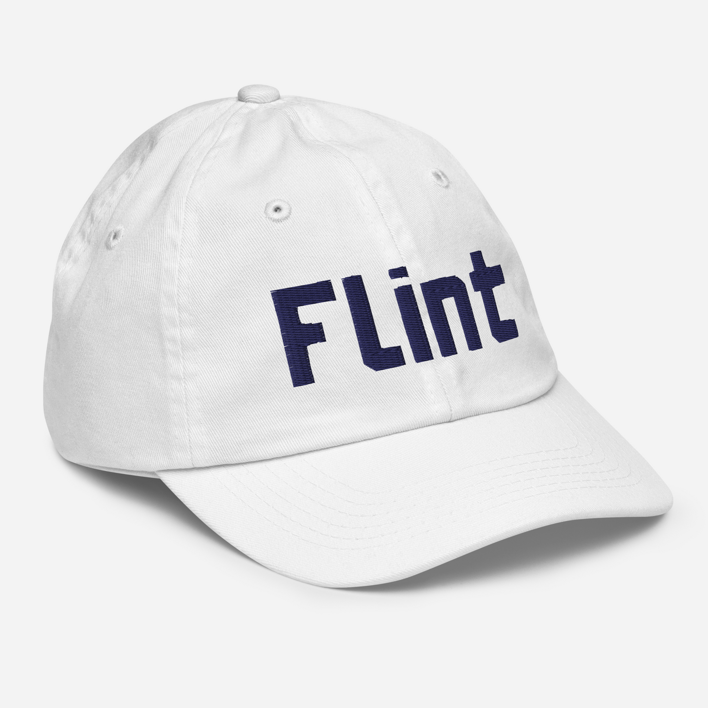 'Flint' Youth Baseball Cap | White/Black Embroidery