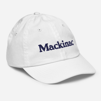 'Mackinac' Youth Baseball Cap | White/Navy Embroidery