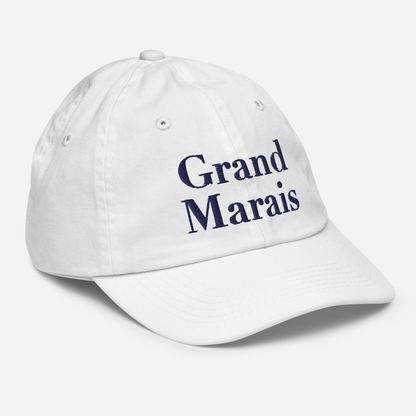 'Grand Marais' Youth Baseball Cap | White/Black Embroidery