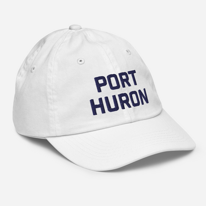 'Port Huron' Youth Baseball Cap | White/Navy Embrodiery