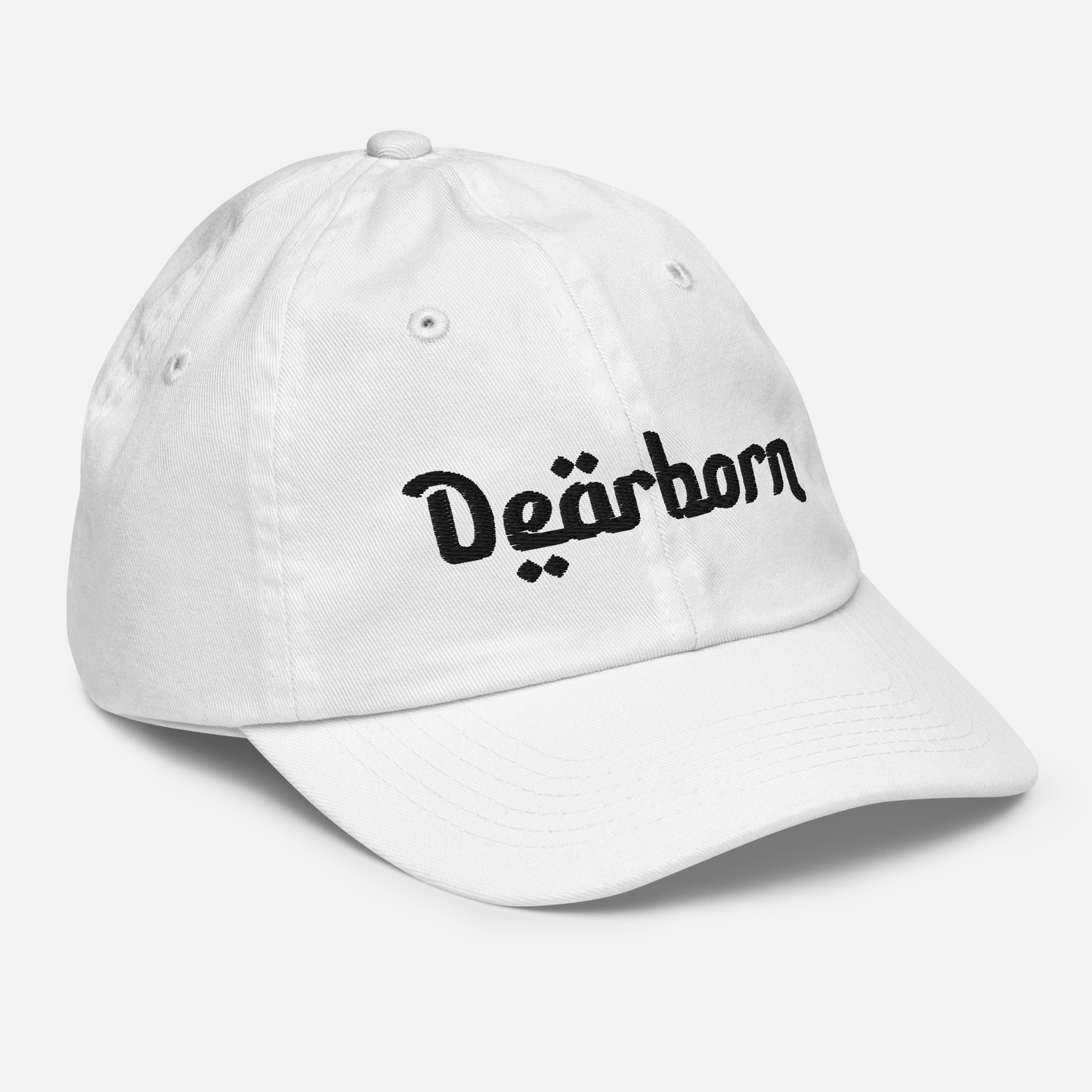 'Dearborn' Youth Baseball Cap | White/Black Embroidery