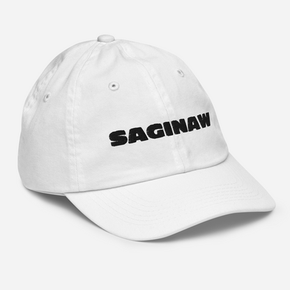 'Saginaw' Youth Baseball Cap | White/Navy Embroidery