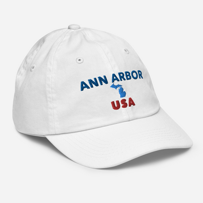 'Ann Arbor USA' Youth Baseball Cap (w/ Michigan Outline)