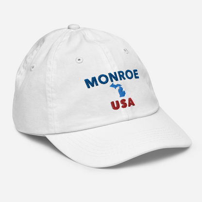 'Monroe USA' Youth Baseball Cap (w/ Michigan Outline)