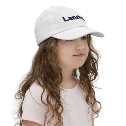 'Lansing' Youth Baseball Cap | White/Navy Embroidery