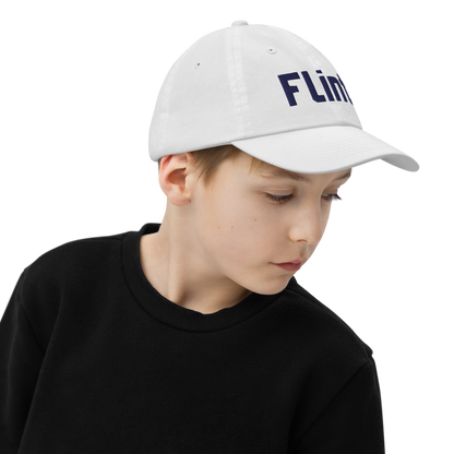 'Flint' Youth Baseball Cap | White/Black Embroidery