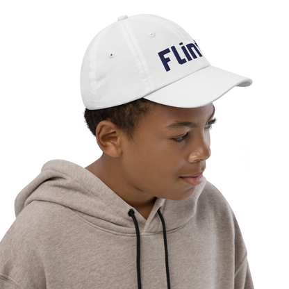 'Flint' Youth Baseball Cap | White/Black Embroidery