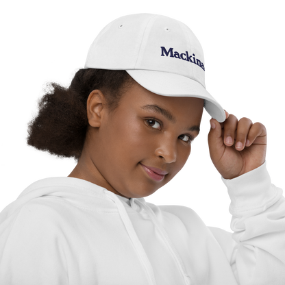 'Mackinac' Youth Baseball Cap | White/Navy Embroidery