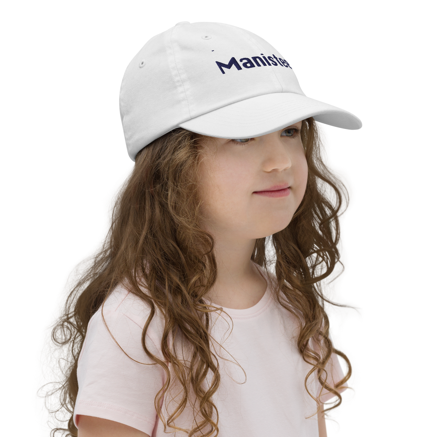 'Manistee' Youth Baseball Cap | White/Navy Embroidery