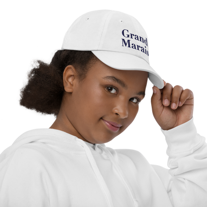 'Grand Marais' Youth Baseball Cap | White/Black Embroidery