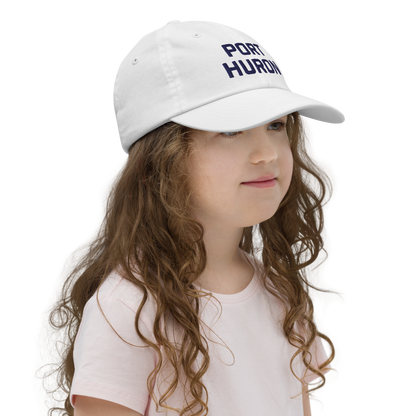 'Port Huron' Youth Baseball Cap | White/Navy Embrodiery