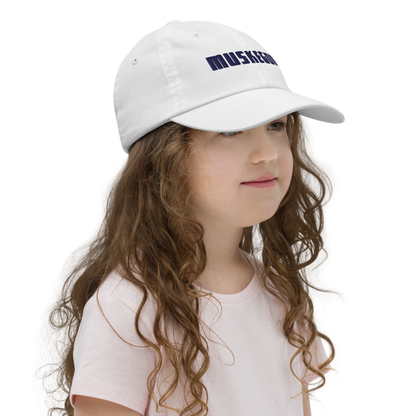 'Muskegon' Youth Baseball Cap | White/Navy Embroidery